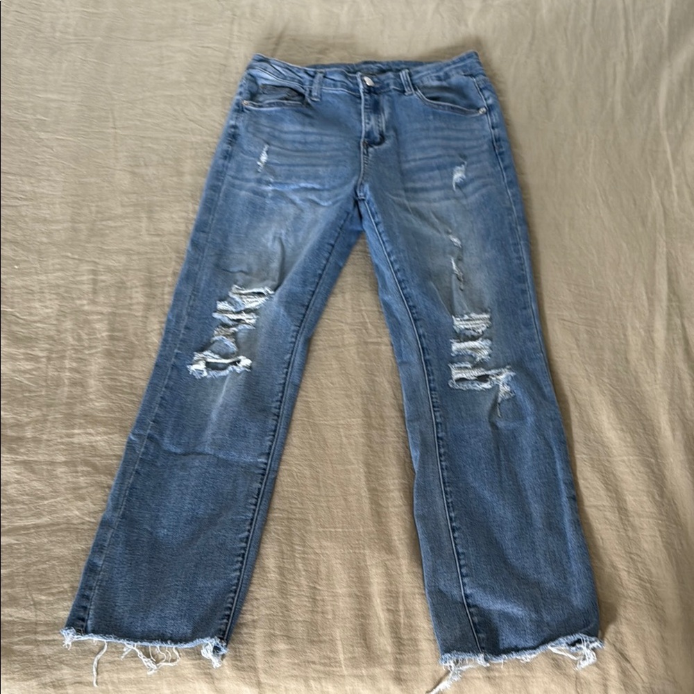 Distressed Blue Jeans